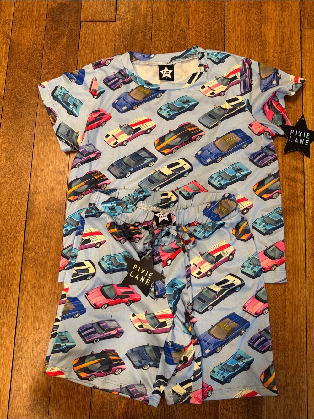 Pixie Lane Kids' Light Blue Car-Print Pajama Set